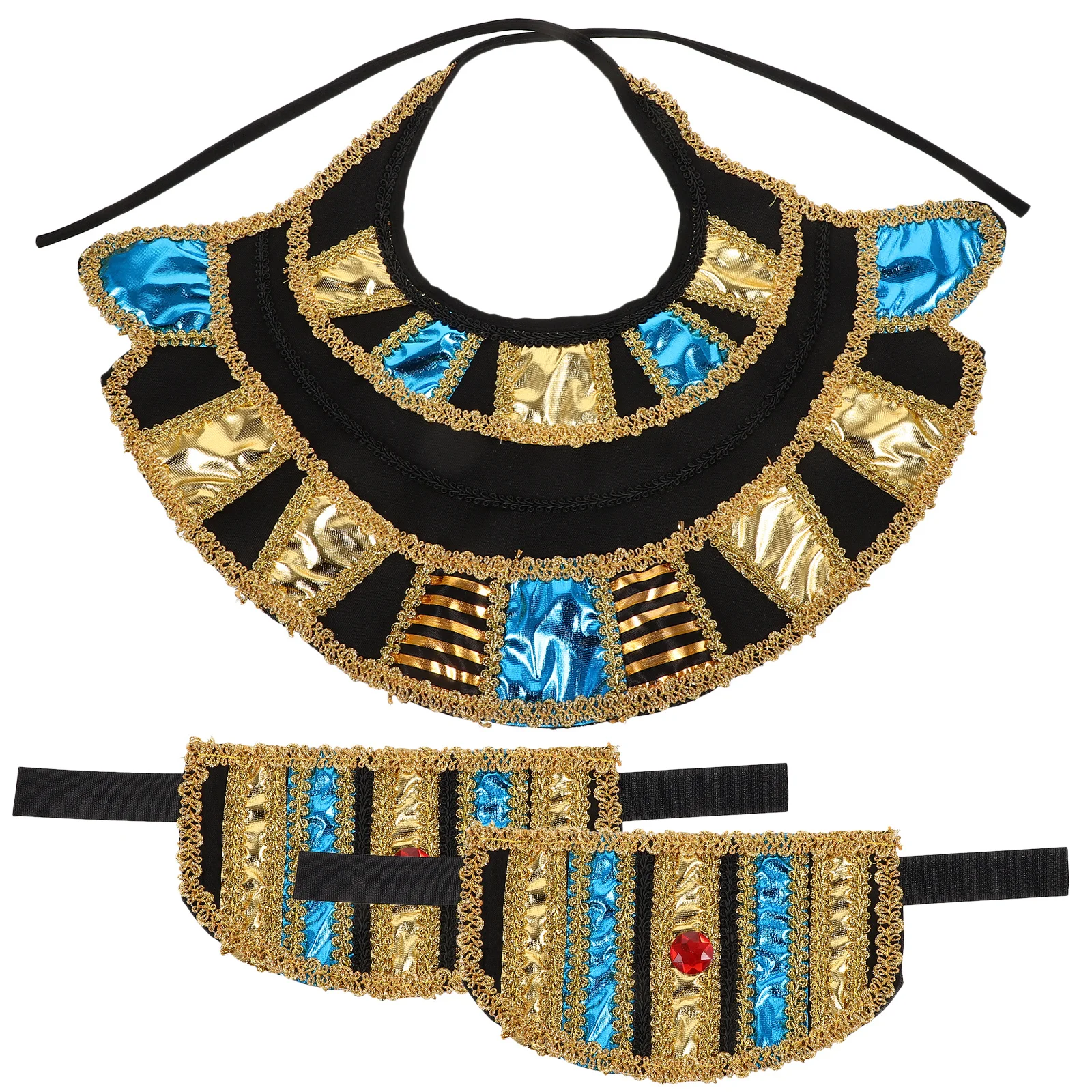 1 conjunto de acessórios para fantasia egípcia, kit de coleiras decorativas, punhos para festa de máscaras, halloween, cosplay, suprimentos femininos egípcios
