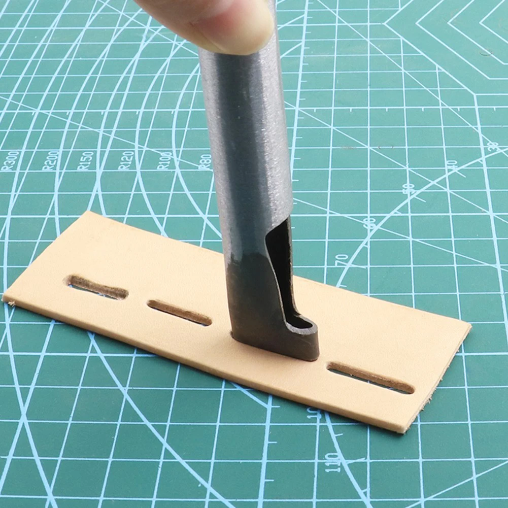 DIY Leather Hollow Punch Tool 2mm Oval Shape for Belt Straps Watch Bands Punching Tool for Leather Plastic Rubber Use