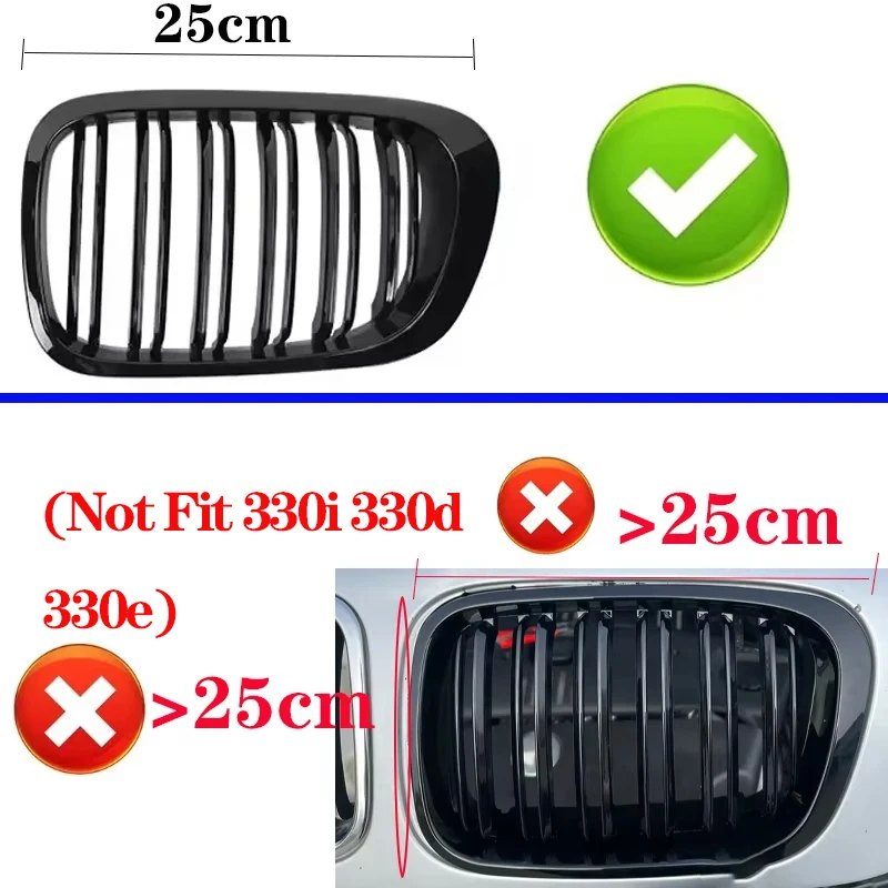 Car Front Bumper Kidney Grill GrilleRacing Grills Gloss Black Grilles For BMW 3 Series E46 4-Door 4D 4DR 1998-2001 Accessories