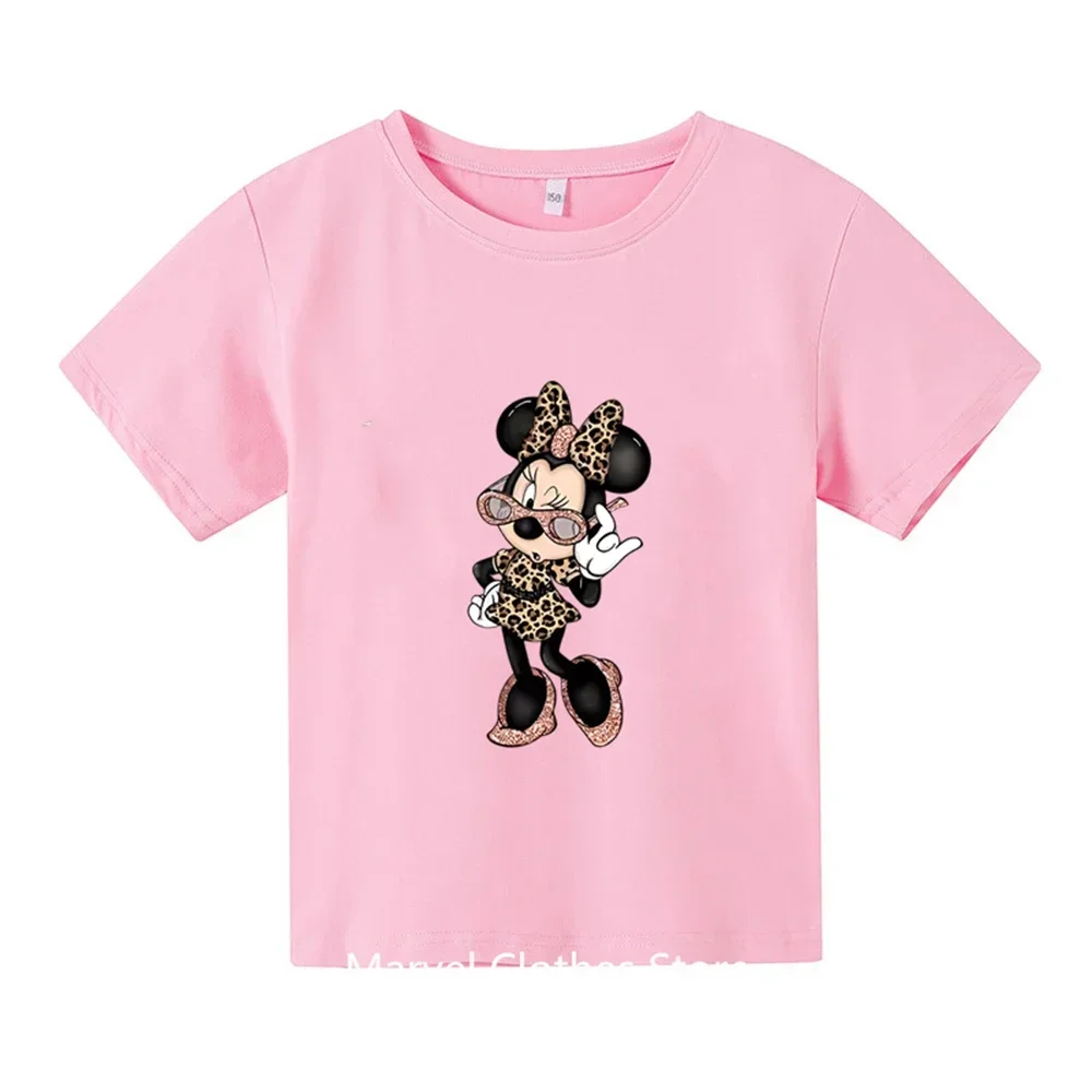 Summer Children Kawaii Stitch T Shirt Minnie Mickey Mouse Tshirt Kids Anime Cartoons Casual Vintage Clothes Kid Girl Boy Top Tee