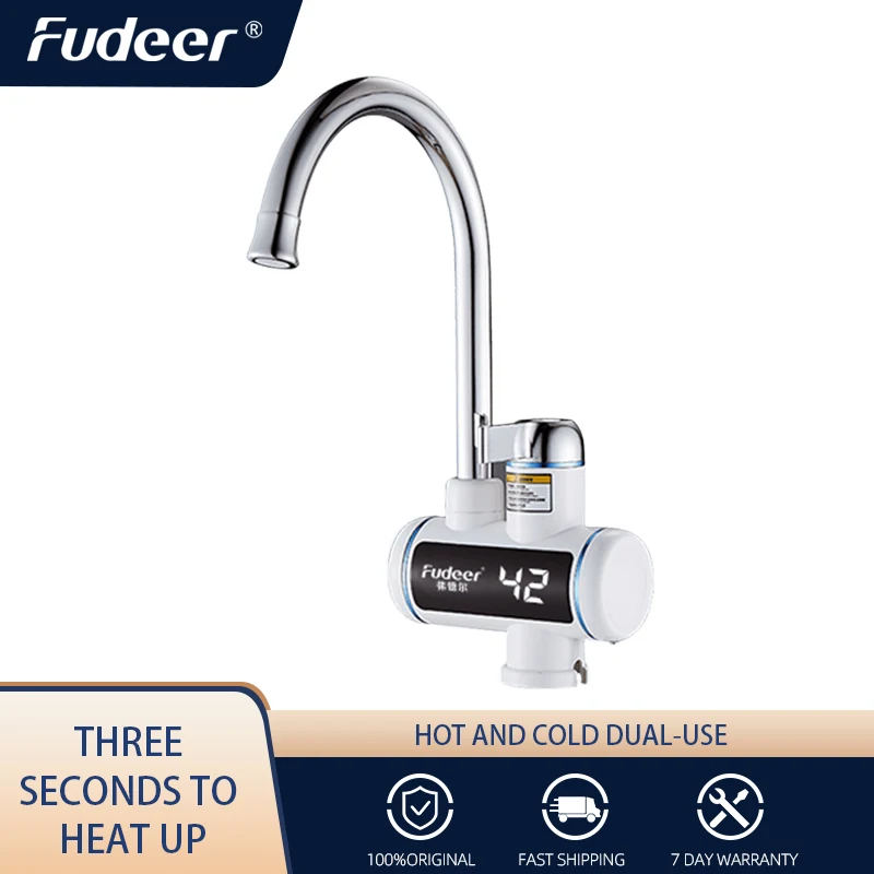 

Fudeer Electric Instant Water Heater Tap for Home Bathroom 220V 3000W Fast Instantaneous Heating Hot and Cold Tankless Faucet