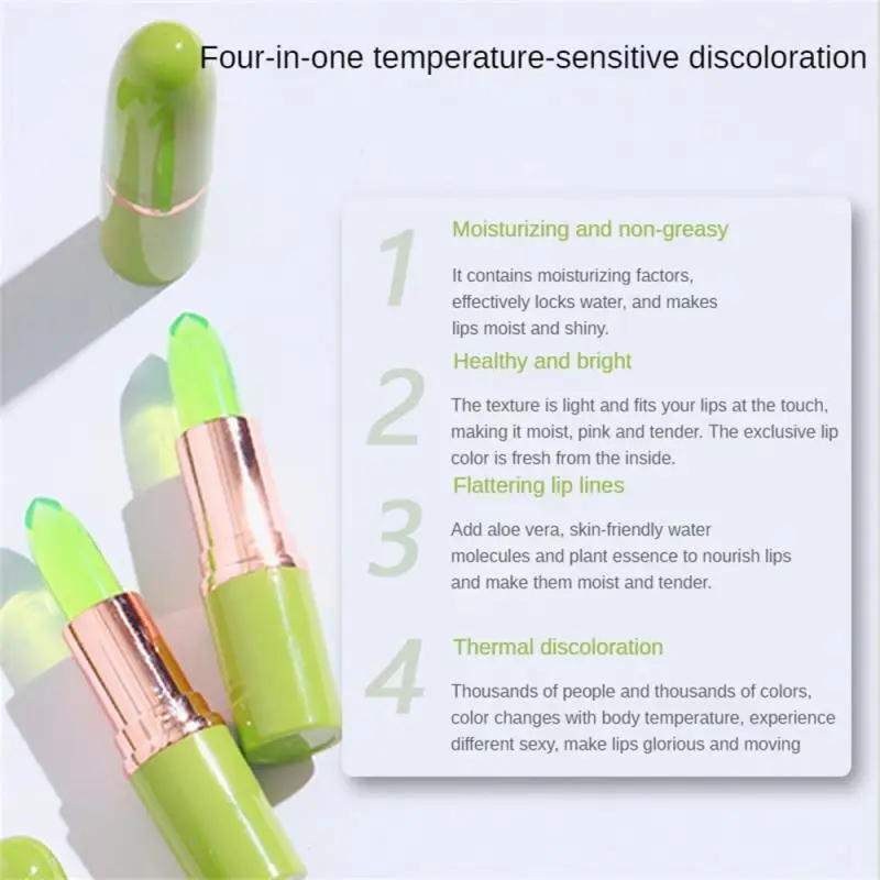 3PCS Natural ALOE VERA Temperature Change Color Jelly Lipstick Long Lasting Moistourizing Lip Makeup Lip Balm Lip Gloss