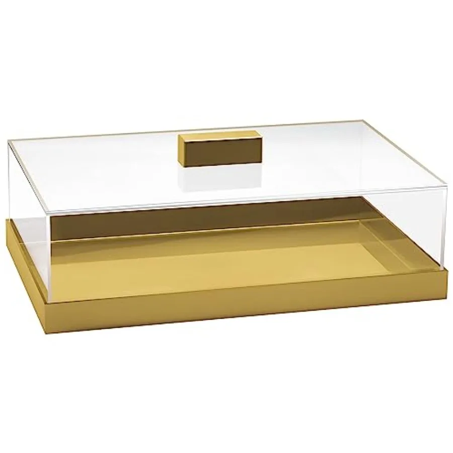 

Acrylic Cake Stand | Multifunctional Serving Tray | Elegant Gold Food Tray with Clear Lid | Perfect as a Cake Box and Serving Pl
