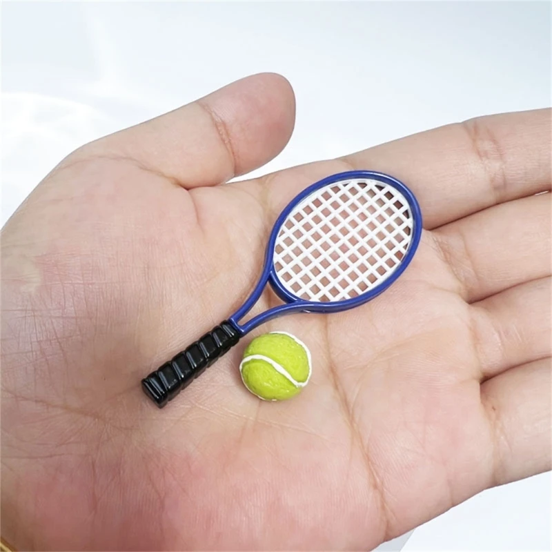 1 12 Schaal Poppenhuizen Tennisrackets Miniatuur Sportaccessoireset Dagelijks gebruik