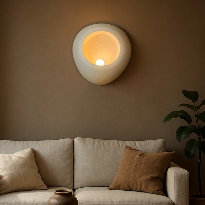 

2025 Latest Nordic Lamps Japanese Style Wabi Sabi Style Bar Coffee Shop Creamy Wall Lamp Resin Bedside Reading Light Home Decor