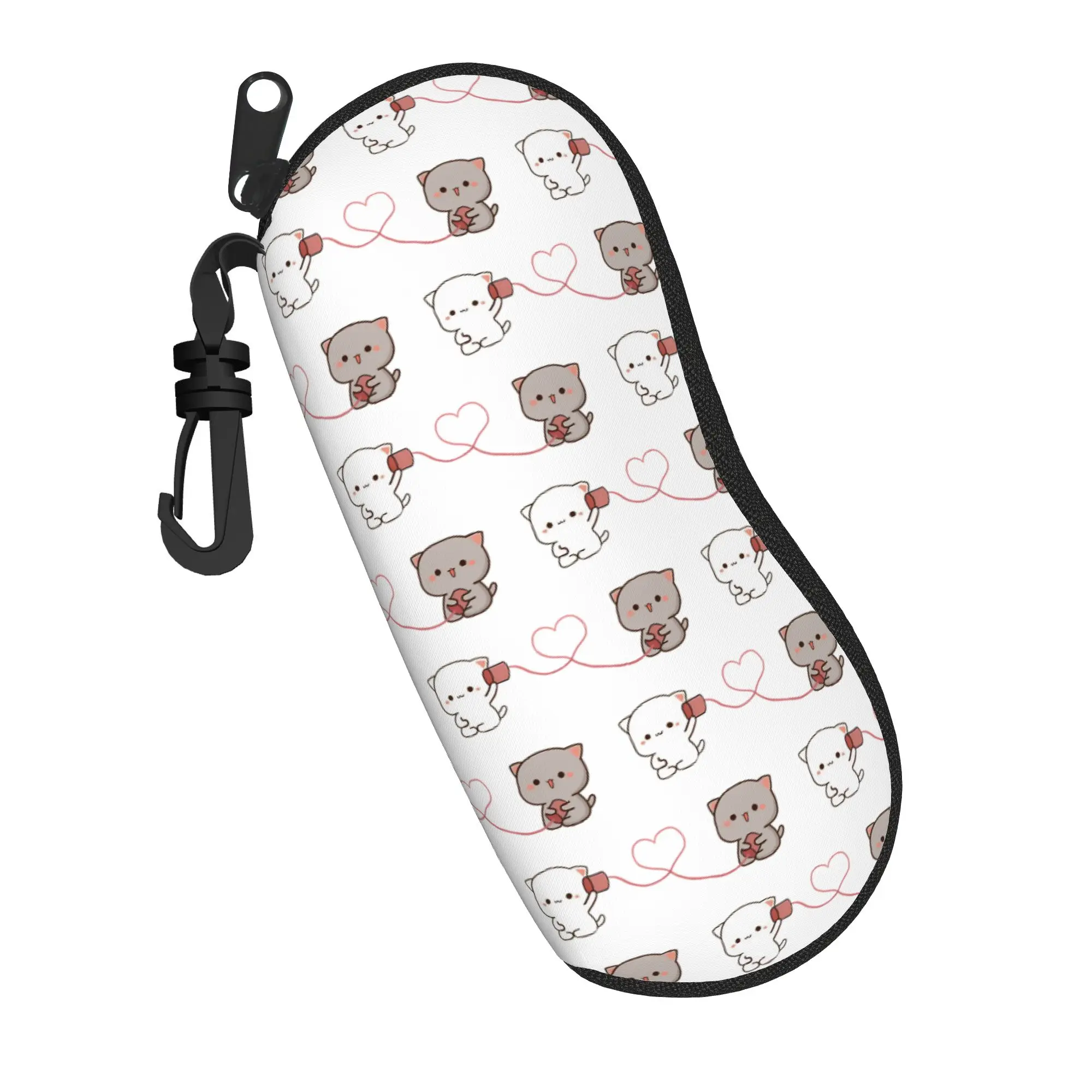 Peach and Goma Love Call Glasses Case Men Women Protective Zipper Mochi Cat Eyewear Protector Print Sunglasses Box