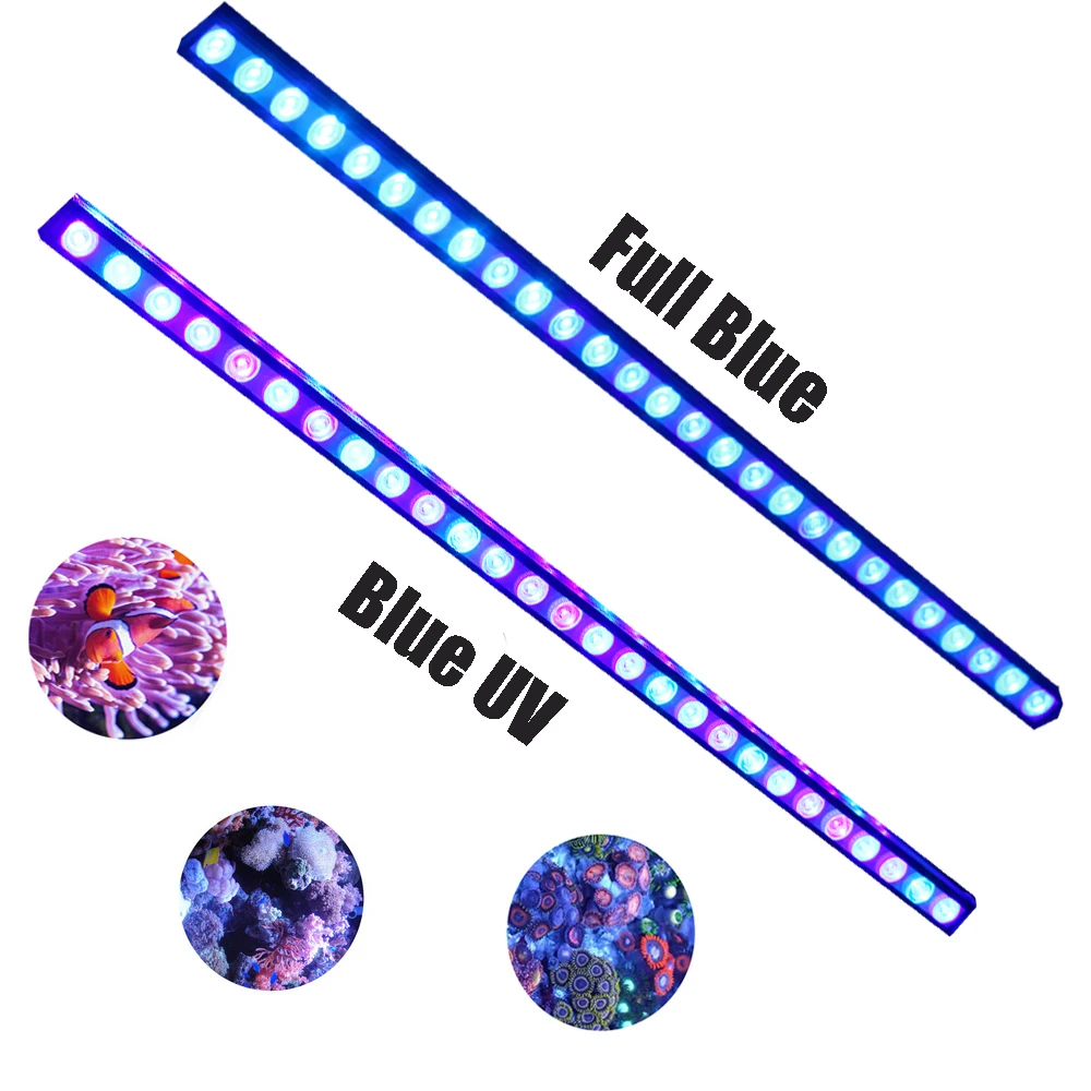 36inch Reef Aquarium LED Bar 3Watt Dual Chips Blue UV Plus for Coral Pop Fluorescent Color Growth and Illumination With Timer