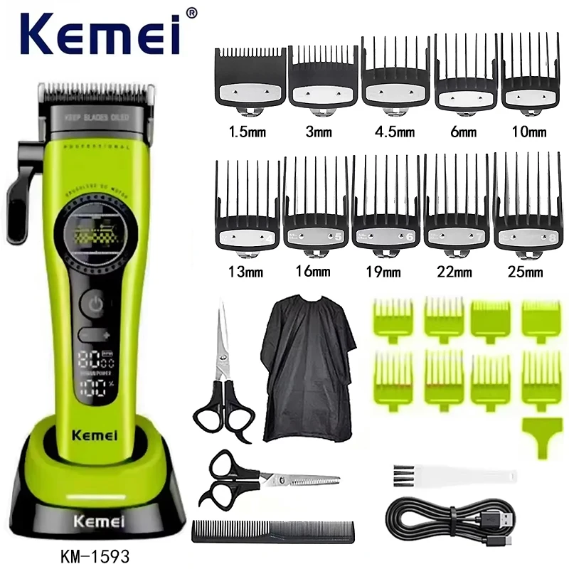 Kemei KM1593/1595 Is Equipped with An External Brushless Hair Clipper for Men's Professional Hair Clippers That Are Rechargeable