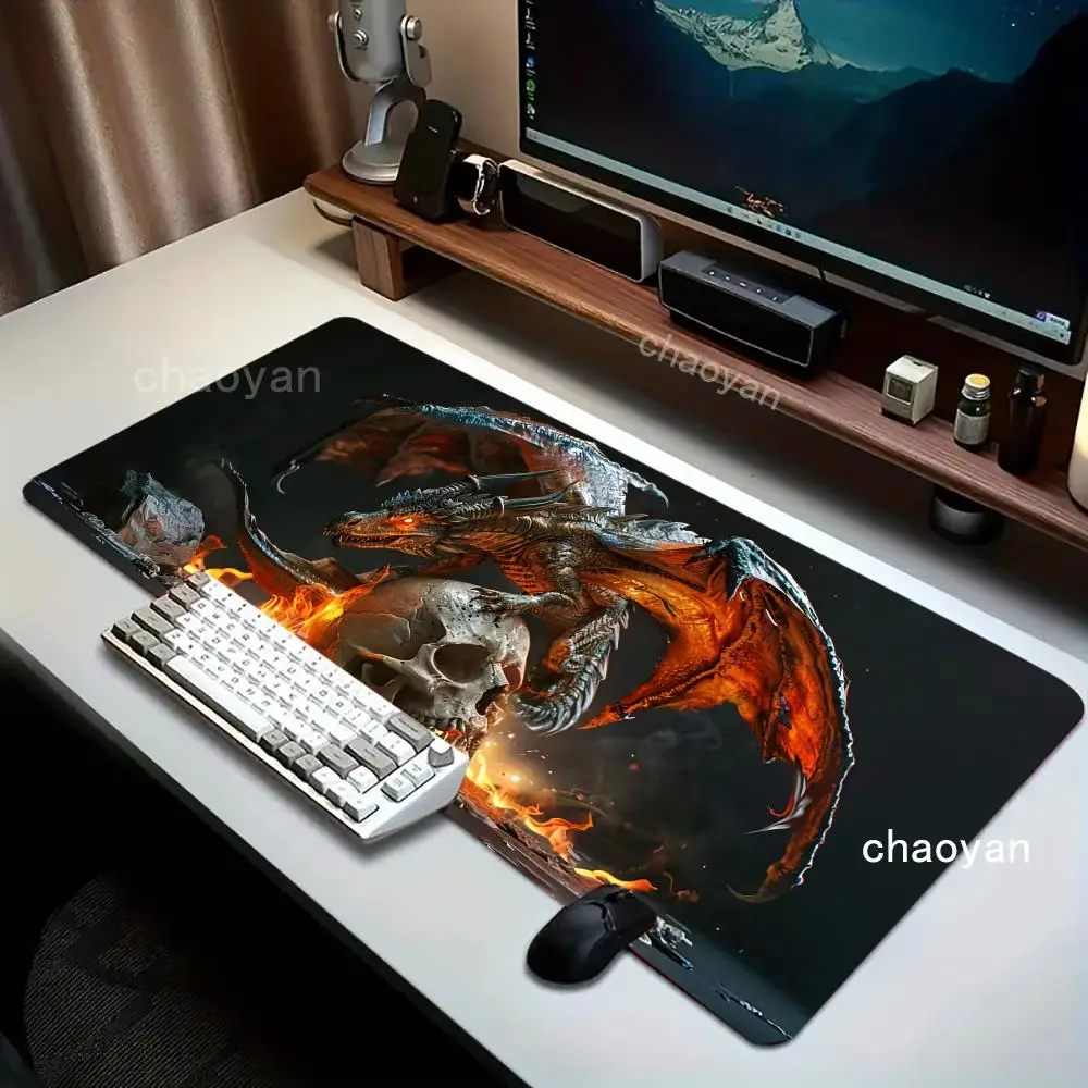 

Dragon Skull Sword Design Mouse Pad Large Rubber Non-slip Desk Accessories Mousepad for Office & Gamer Keyboard Decor Mat