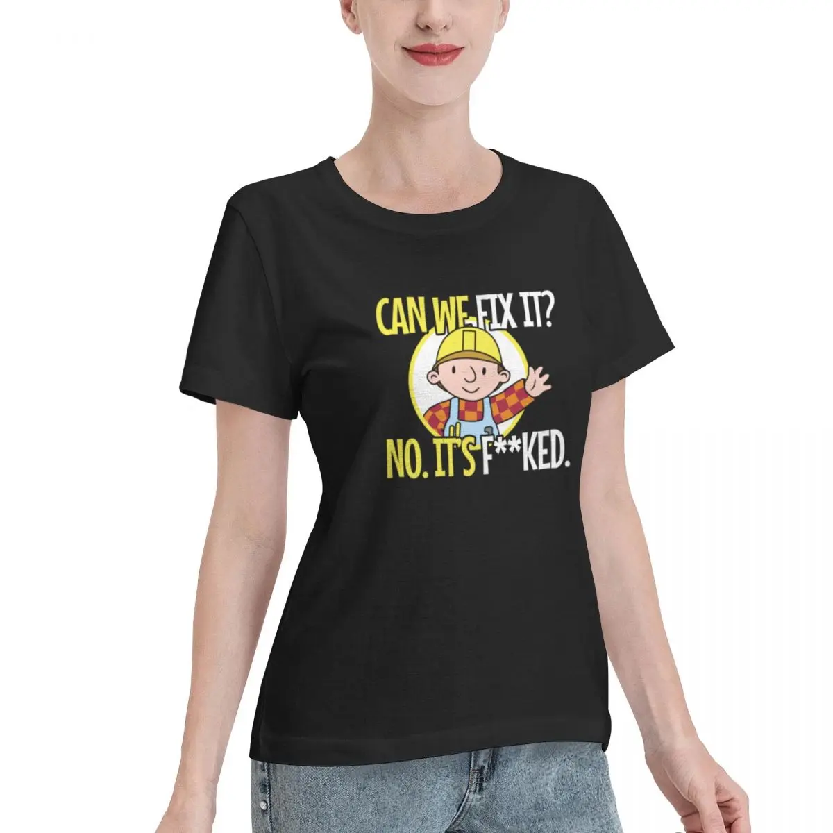 Clearance Can We Fix It Funny Repair Man Women's T-shirt Vintage Retro Outdoor Casual Top
