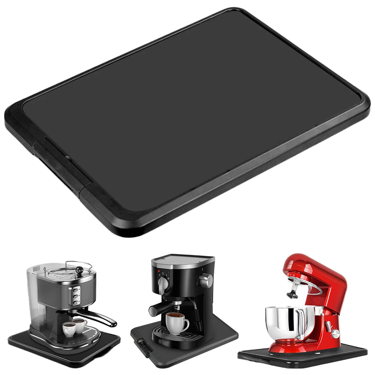 

New Kitchen Appliance Sliding Tray with Smooth Wheels Below Cabinet Appliance Rolling Tray Countertop Moving Slider Coffee Tray