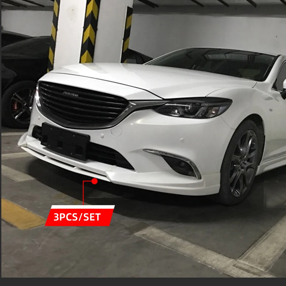 Car Front Bumper Splitter Lip Spoiler Diffuser Guard Body Kit For Mazda 6 Sedan 4 Door 2017 18 19  Tuning Exterior Accessories