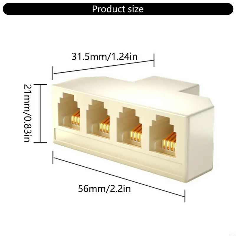 4 Vias RJ11 Socket Telephone Splitter Adapter Suporte 6p4c 6p2c para telefones e máquinas fax, conexão sem problemas