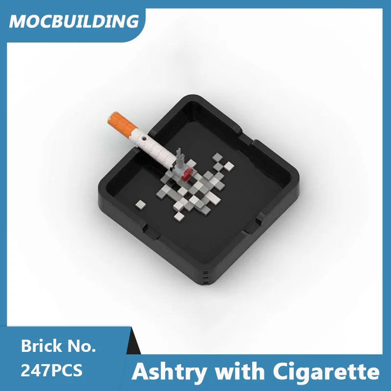 MOC Building Blocks Ashtry with Cigarette & Lighter Model Classic Assembled Bricks Creative Ornament Collection Display Toy Gift