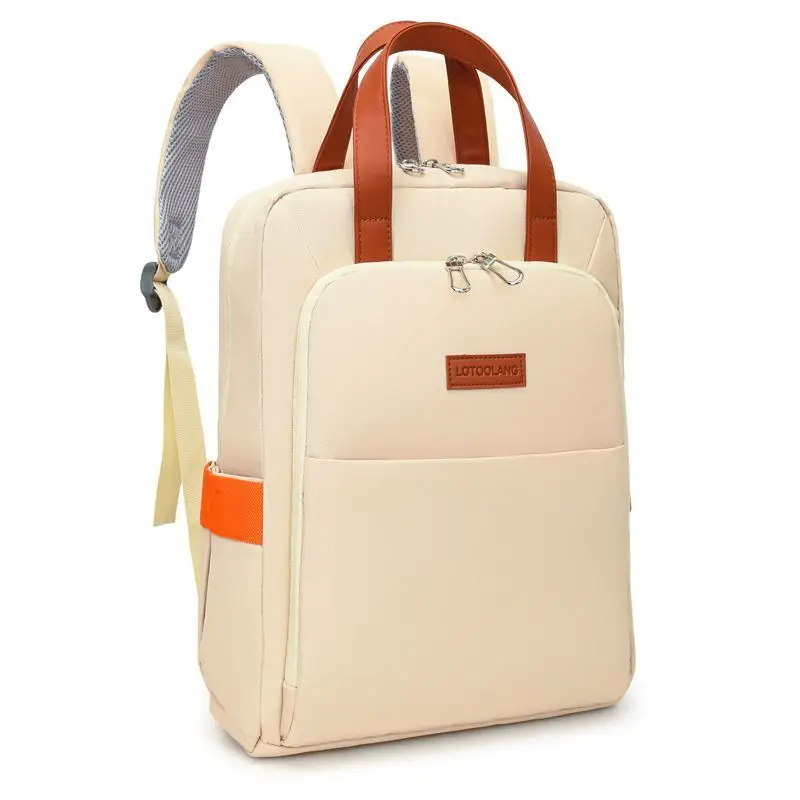 Ins Solid Color Simple Backpack Women Large Capacity MacBook Air Pro 13 14 Inch Laptop Bag Shockproof Portable Student Briefcase