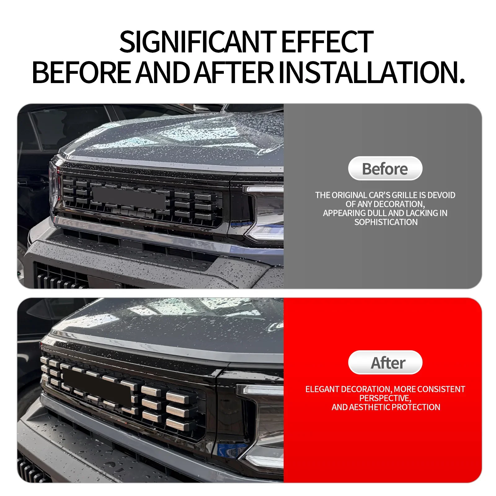 Car Front Grille Upper Decor Sequin Bright Strip Upgrade Stainless Steel Car Grille Mesh Trim For Toyota Land Cruiser FJ 2026