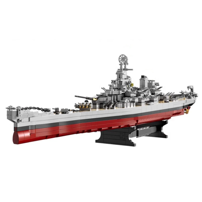 2228PCS 군사용 WW2 미주리 전함 블록 조립 세트 미국 전함 크루저 모델 컬렉션 전시 장난감 성인 및 어린이 선물