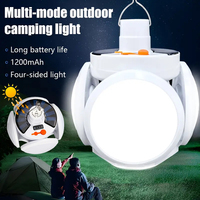 Portable Solar Camping Light Rechargeable Outdoor Tent Lamp Folding LED Football Bulbs with Hanging Hook Fishing Hiking Lantern