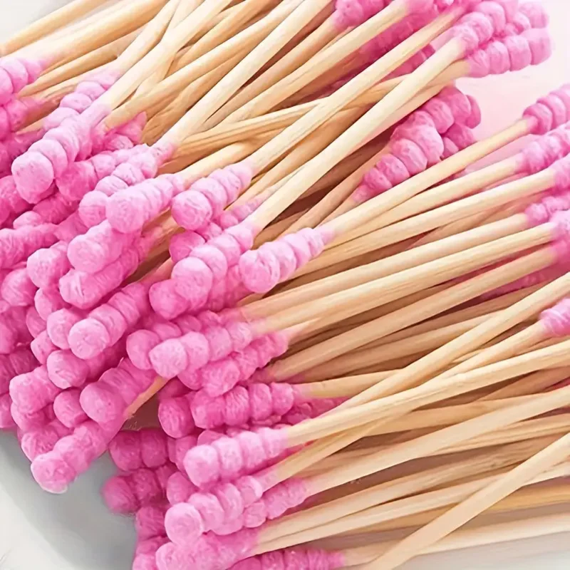 귀, 코 클렌징 및 메이크업용 저자극성 더블 팁 스펀지 500개, 핑크색