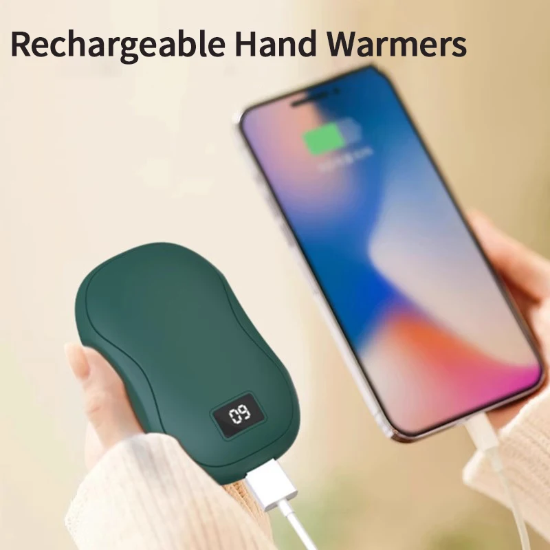 2 in 1 Pocket Heater Electric Portable Hand Warmer With Capacity Digital Display Fast Heating Warmth Winter Hand Warmer