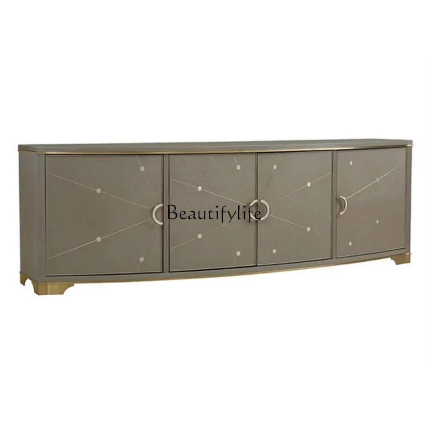 

American solid wood champagne gold light luxury TV cabinet modern locker decorative cabinet