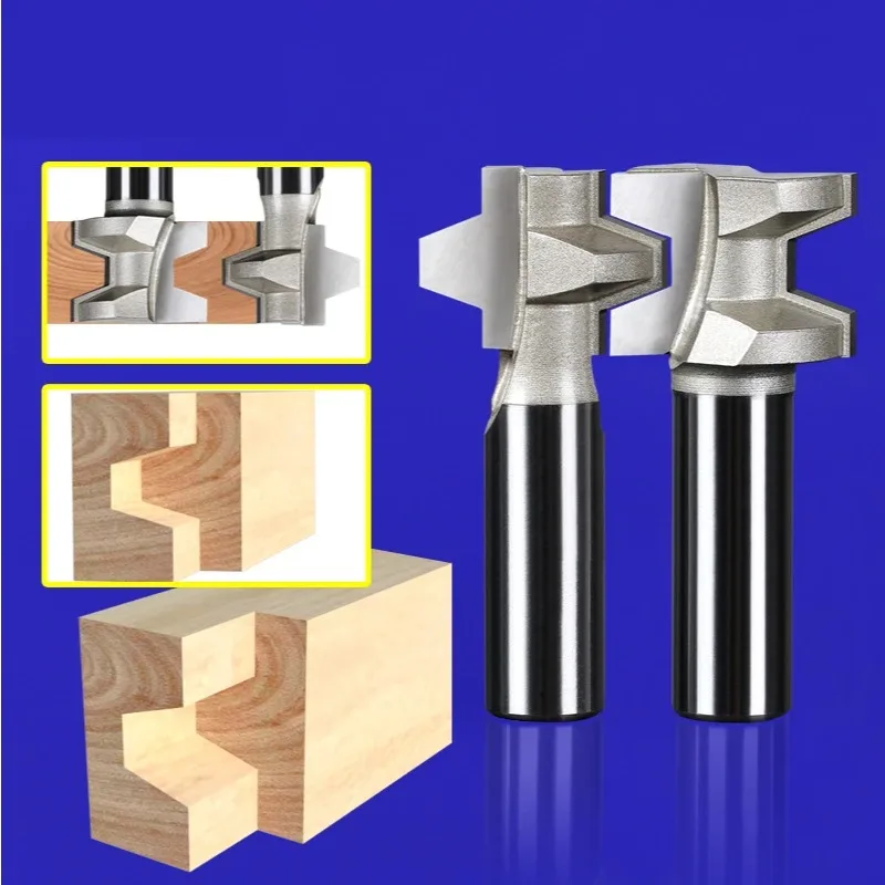 2pcs 1/2 Inch 12.7mm Shank Finger Joint Router Bits Set Tenon Milling Cutters for Hardwood Softwood Woodworking Tools