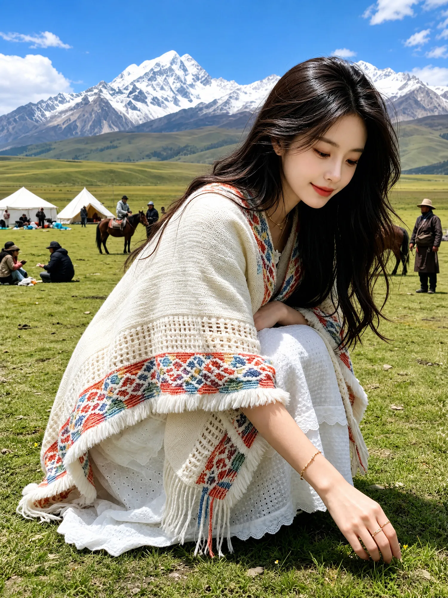 Chal de punto grueso para otoñ - Ethnic Fashion Photography reseña y precio