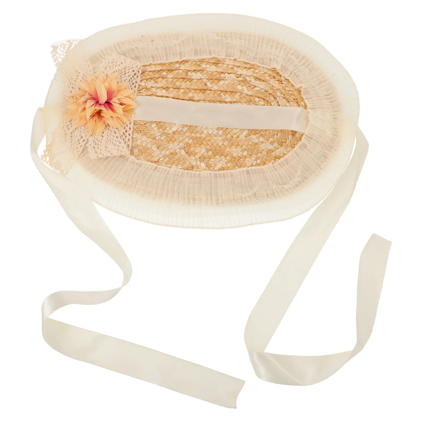 

Cute Lolita Style Wide Brim Straw Sun Uv Protection Floral Beach Hat For Women Girls Summer Outdoor Travel Fishing Gardening Hat