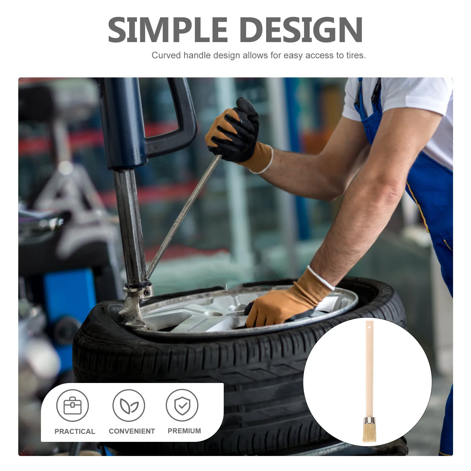 

Alipis Professional Tire Grease Brush Soft Bristle Applicator Handle for Easy Tire Maintenance Cleaning and Repair