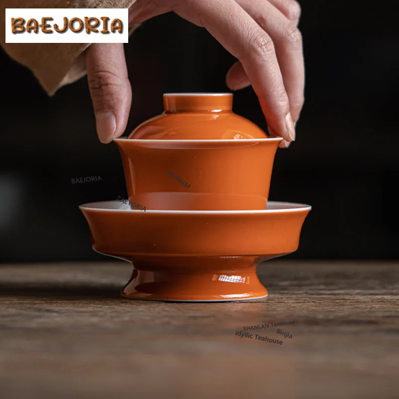 130ml Hand-painted Longevity Peach Gaiwan Japanese Tea Tureen Tea Bowl With Lid Kit Tea Maker Cover Bowl Tea Services Ornaments