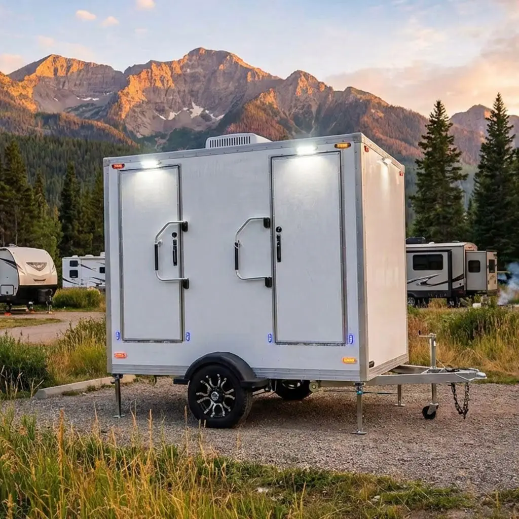 Sight Level Indicator Prebuilt Toilet Trailer Portable Mobile Outdoor Restroom for Construction Site Daily Management