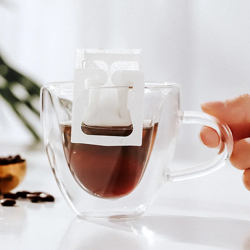 50pcs New Portable Drip Coffee Powder Bags Filter Paper Hanging Ear Drip Bag Filter