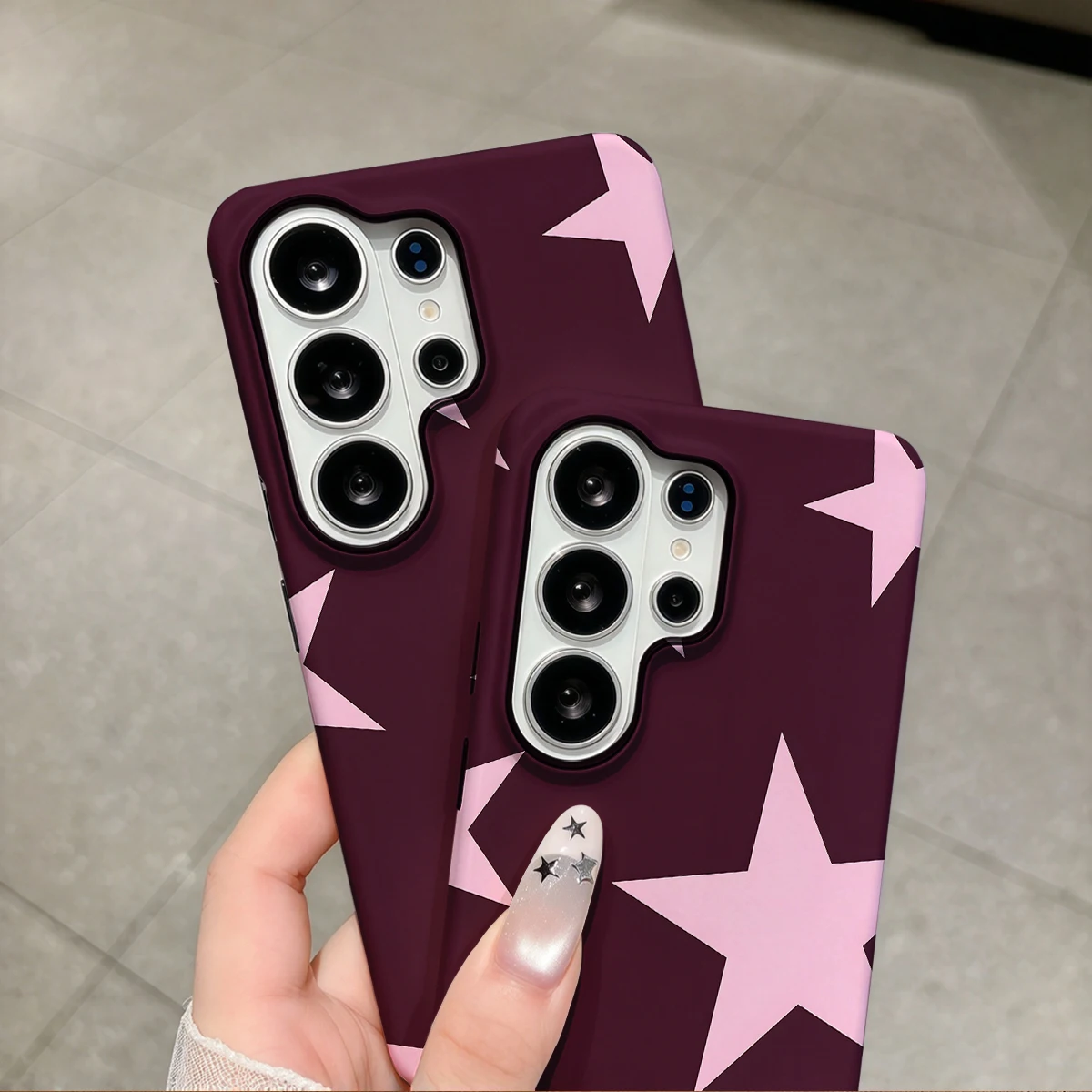Purple Pink Random Stars Phone Case For Samsung Galaxy S26 S25 Ultra S24 S23 Plus Hard Shock‑Absorption 2-in-1Protective Cover