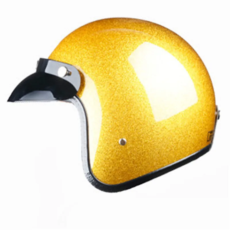 DOT Approved Classic Gold Color Helmet Vintage Open Face Motorcycle Helmet Retro Scooter Riding 3/4 Jet Casco Moto Capacete