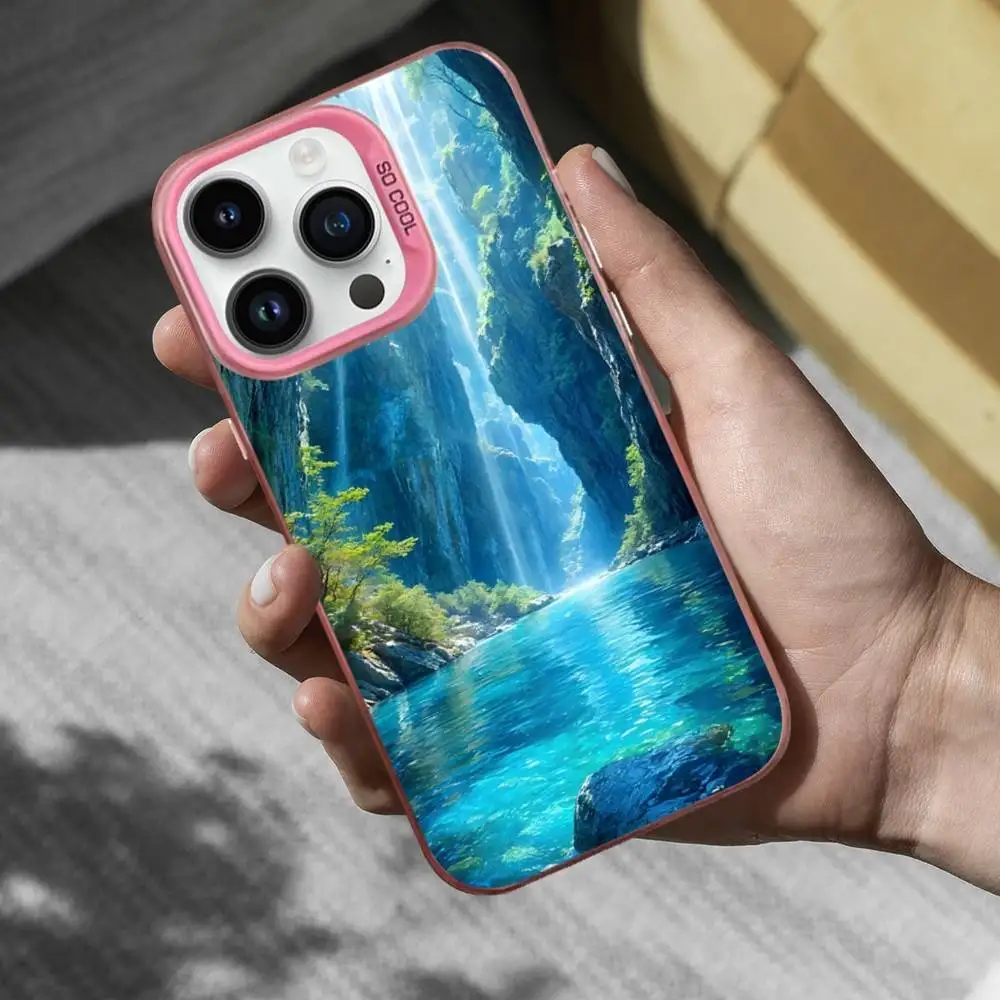 Mountains Travel Nature Phone Case For iPhone 16,15,14,17,13,12,11,Mini,Pro,SE,XS,MAX Pink Matte Silicone Cover