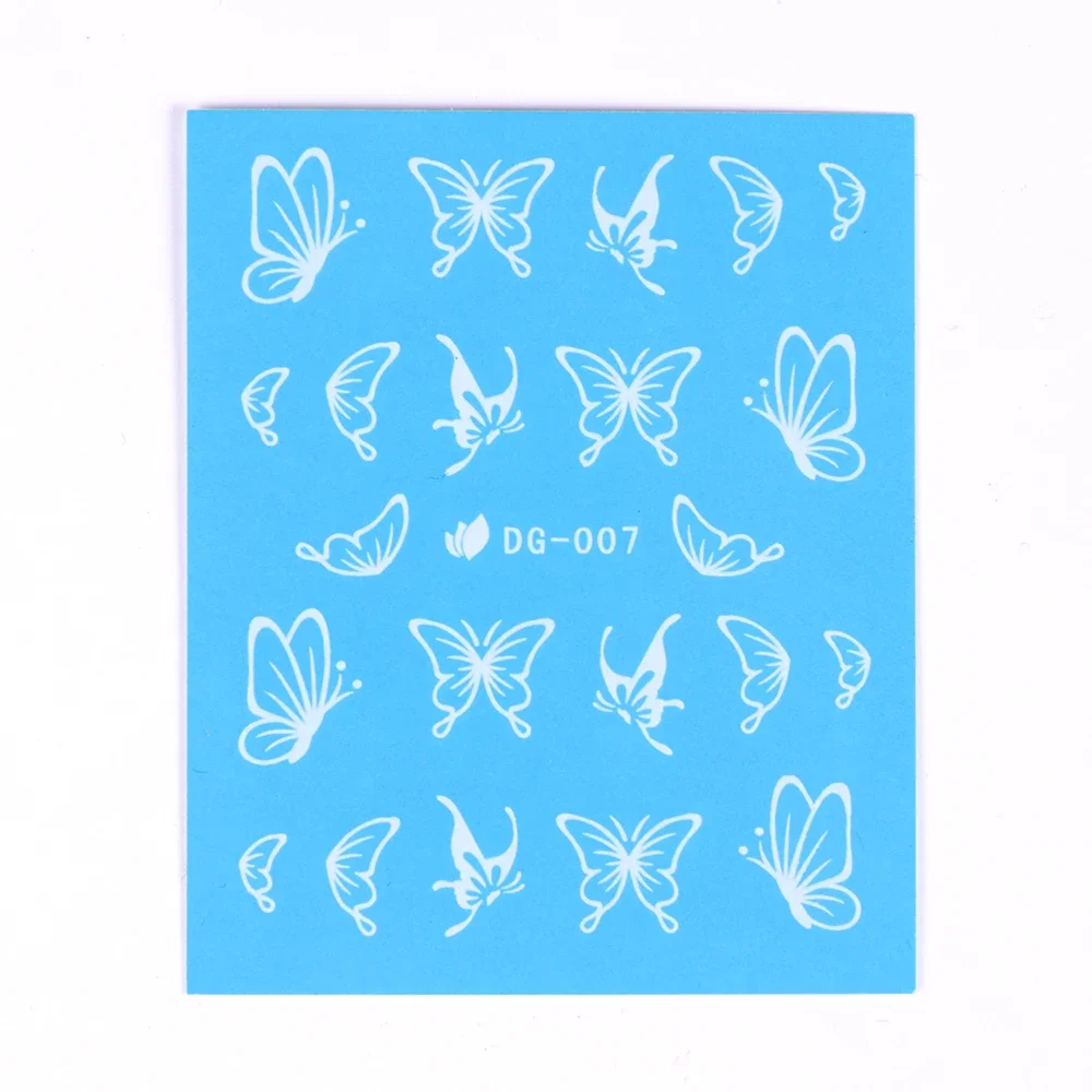 1sheet Luminous Butterfly Bow Glitter Nail Art Stickers TRDG-007