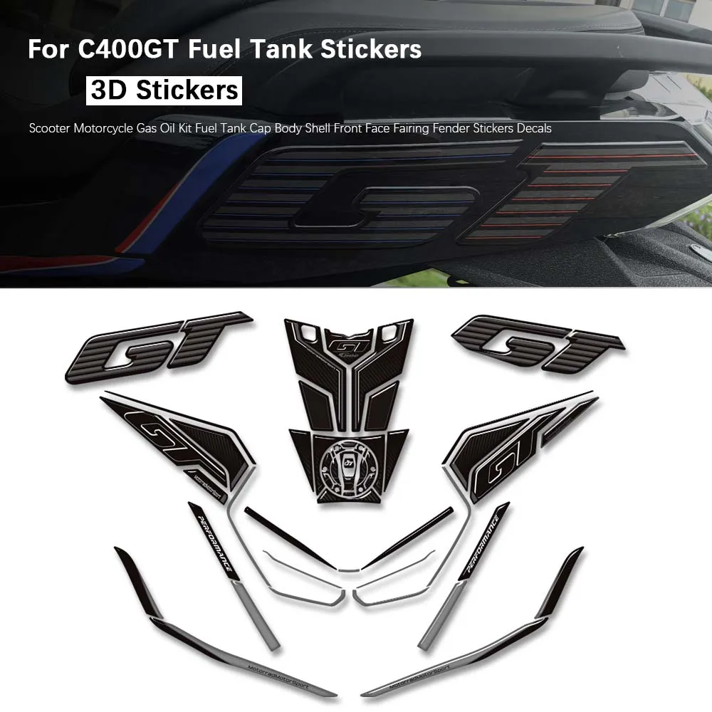 Motorcycle For C400GT C400 Accessories Gas Oil Kit Fuel Tank Cap Body Shell Front Face Fairing Fender Stickers Decals C 400 GT