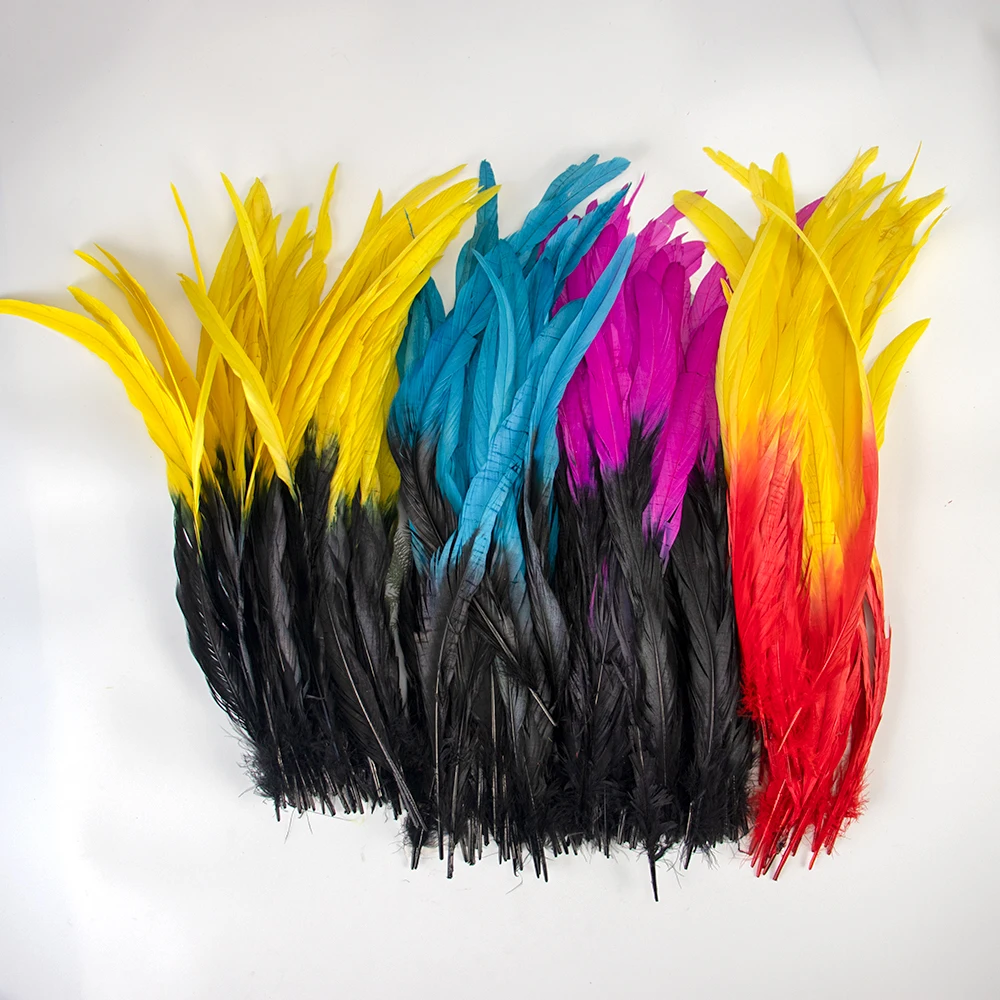 

Wholesale 500Pcs/Lot 25-40cm Colored Rooster Feathers for Crafts Fly Tying Materials Long Pheasant Carnival Wedding Decoration