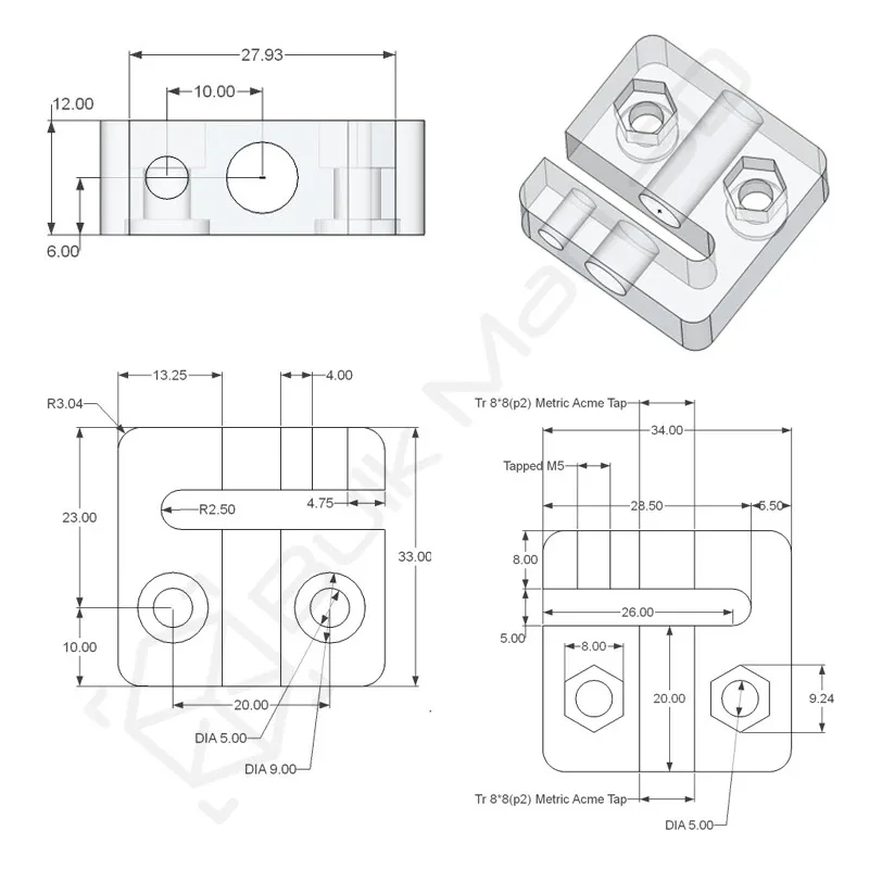 Imagem -03 - Anti-backlash Porca Bloco para Impressora 3d Peças Openbuilds Pom Chumbo Parafuso Tr8 Tr8 Tr8 Acme Pcs