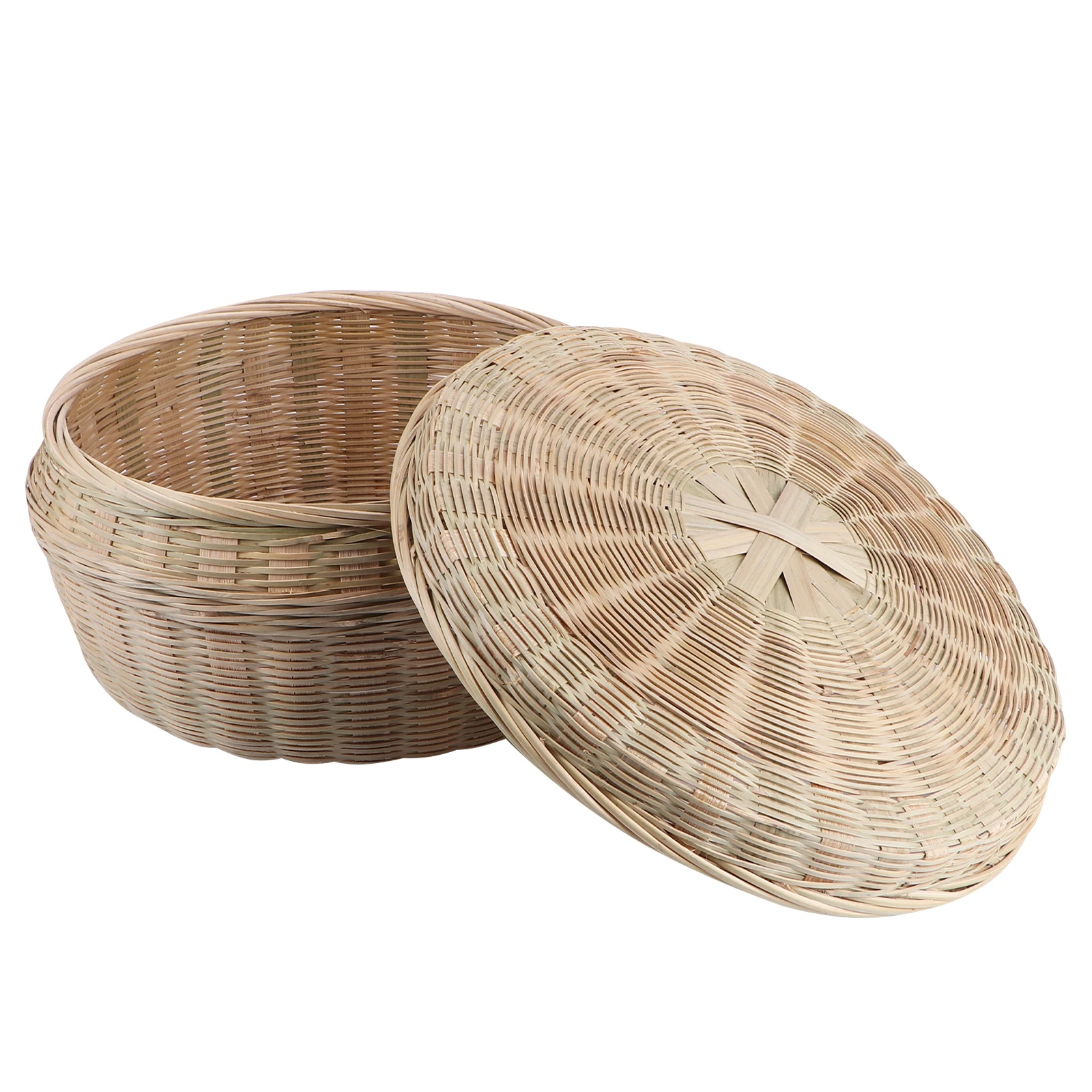 

Bamboo Storage Basket Handwoven Material Food Container Sealed Lid Eco Friendly Long Life Fruit Bread Cake Box Wicker