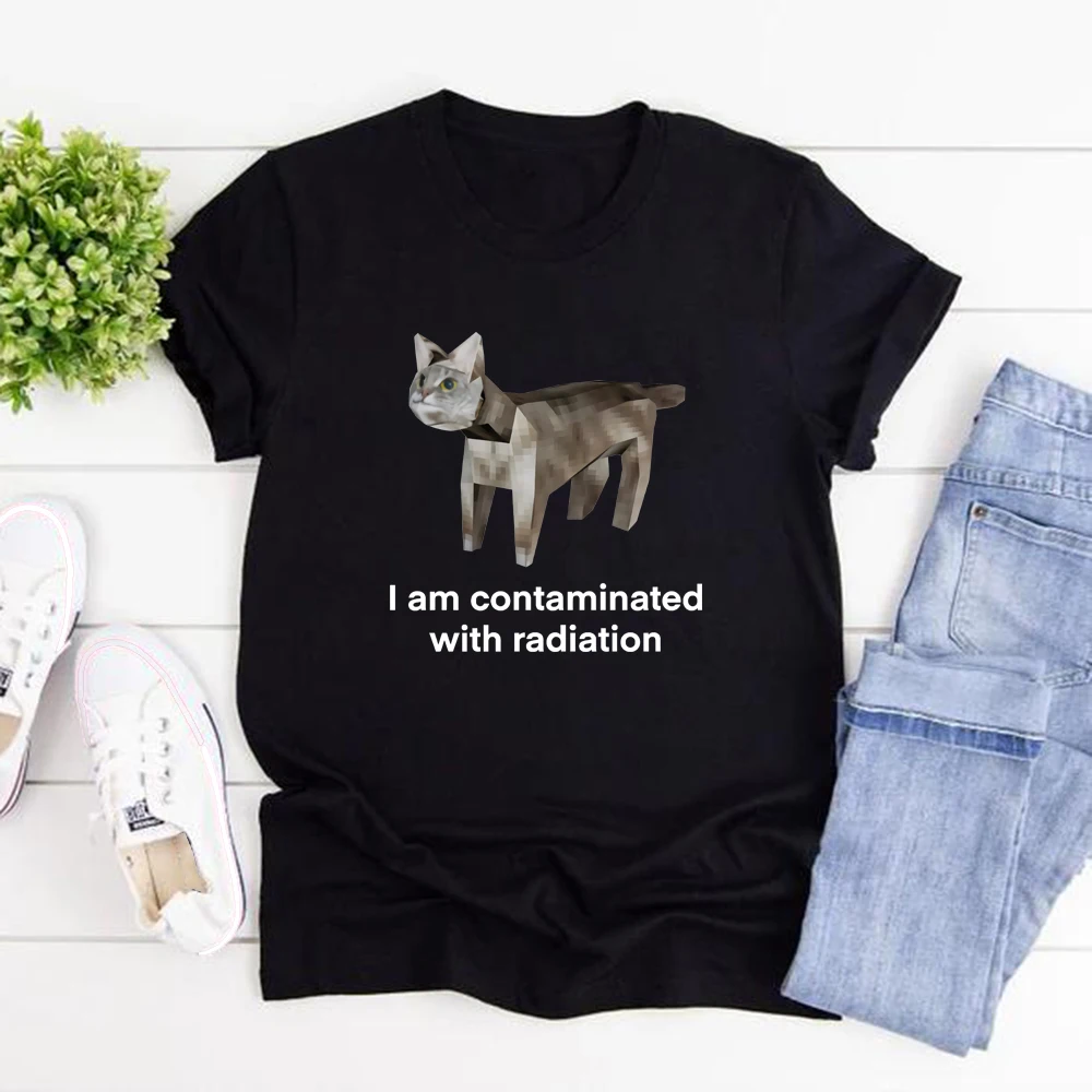 

I Am Contaminated Funny Cat Meme T Shirt Ironic Shirt Unisex Short Sleeve Graphic Tees Oddly Specific Clothing Cat Lover Gift
