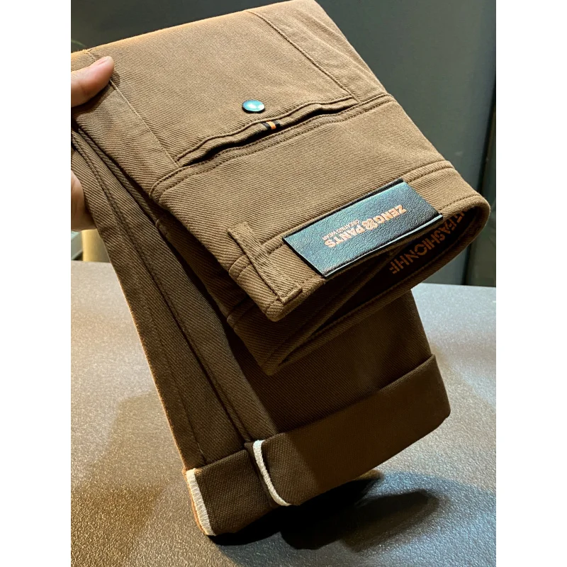 

Осень-зима 2025: новые зауженные повседневные брюки с маленькими штанинами для мужчин, однотонные универсальные прямые деловые брюки