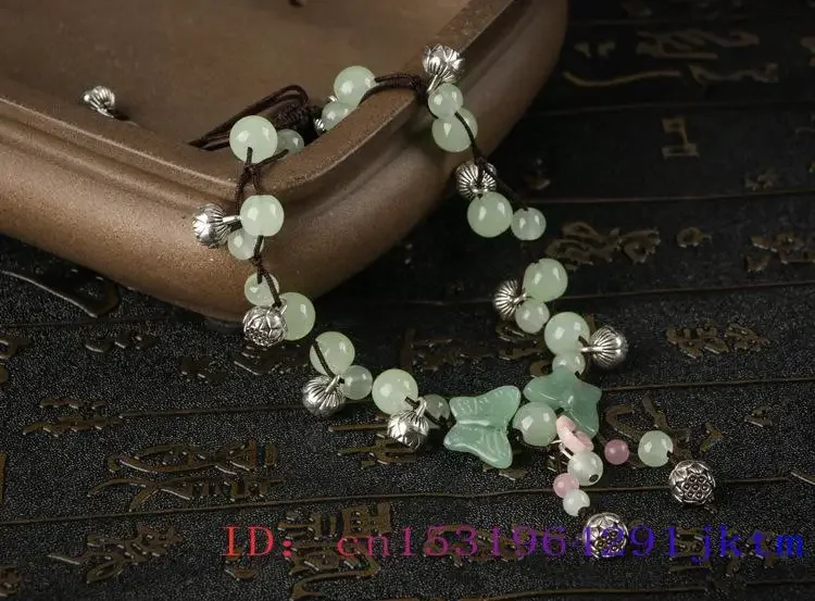 Jade Butterfly Anklets for Women Amulets Carved Gifts Talismans Natural Designer Green Chinese Man Vintage Jewelry Men Gemstone