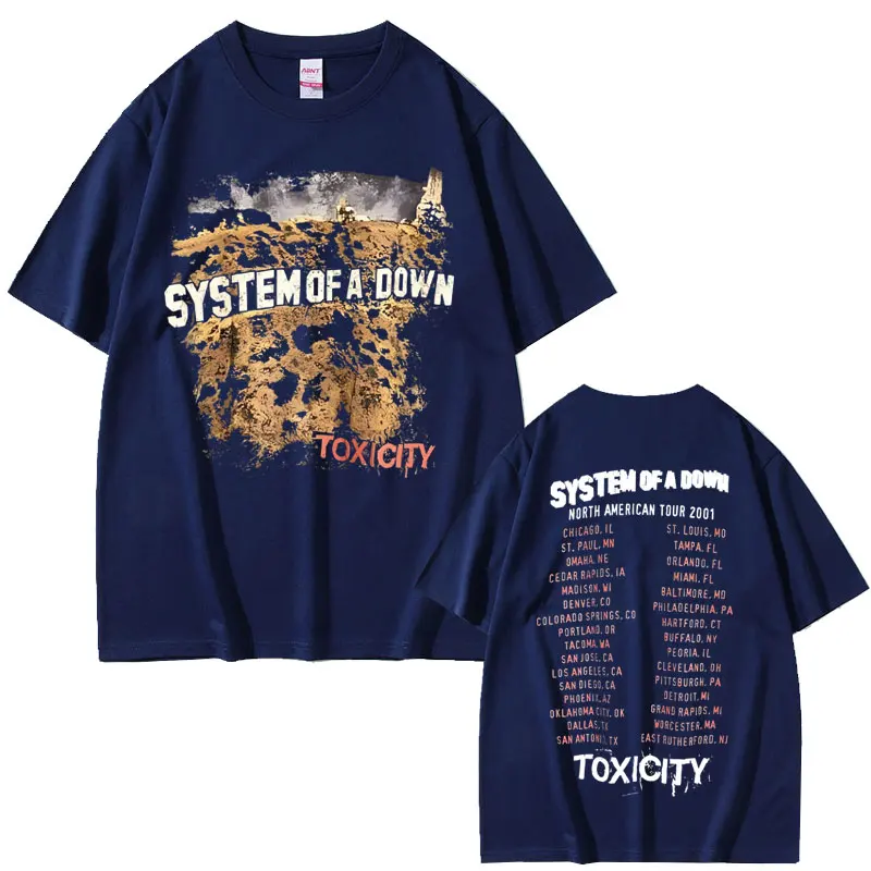 Vintage Rock Band System of A Down Toxicity Tour T Shirt Men Women Gothic Punk Rock T-shirts Men's Hip Hop Oversized T Shirts