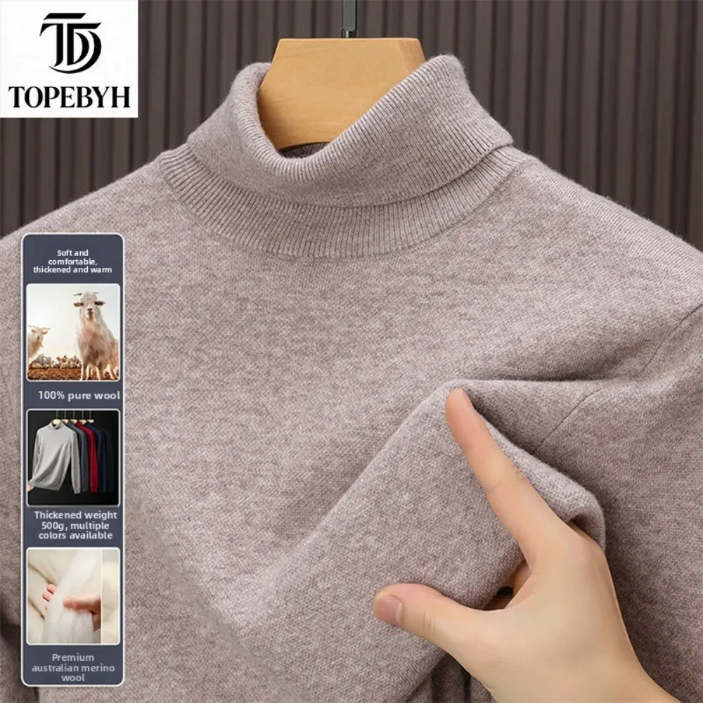 

Свитер-водолазка из 100% чистой шерсти высокого качества, вязаный, с длинным рукавом