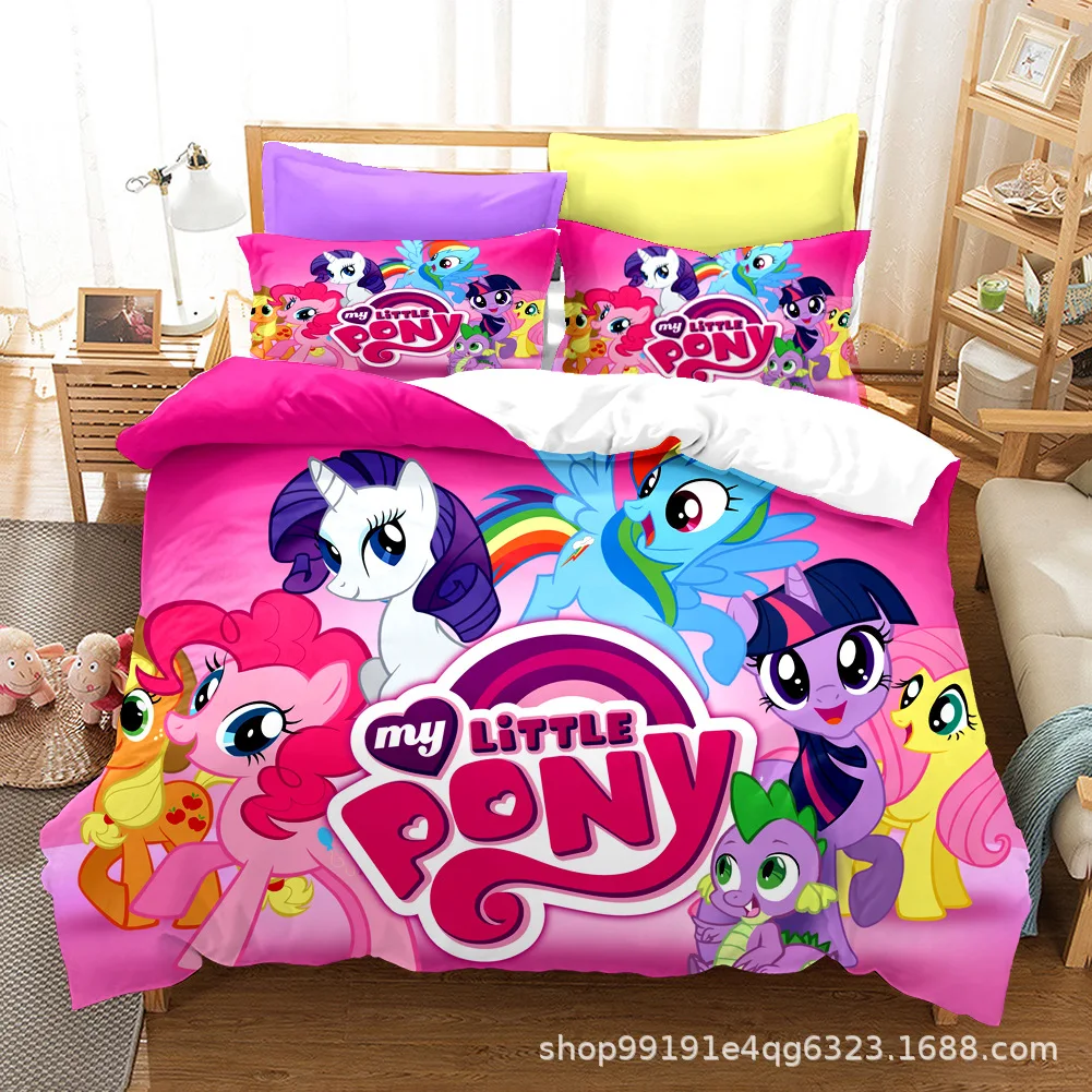 My Little Pony Bedding Sets Comforter Quilt Bed Cover Duvet Cover Pillow Case 2-3 Pieces Sets Kids Adult Bedroom Decor