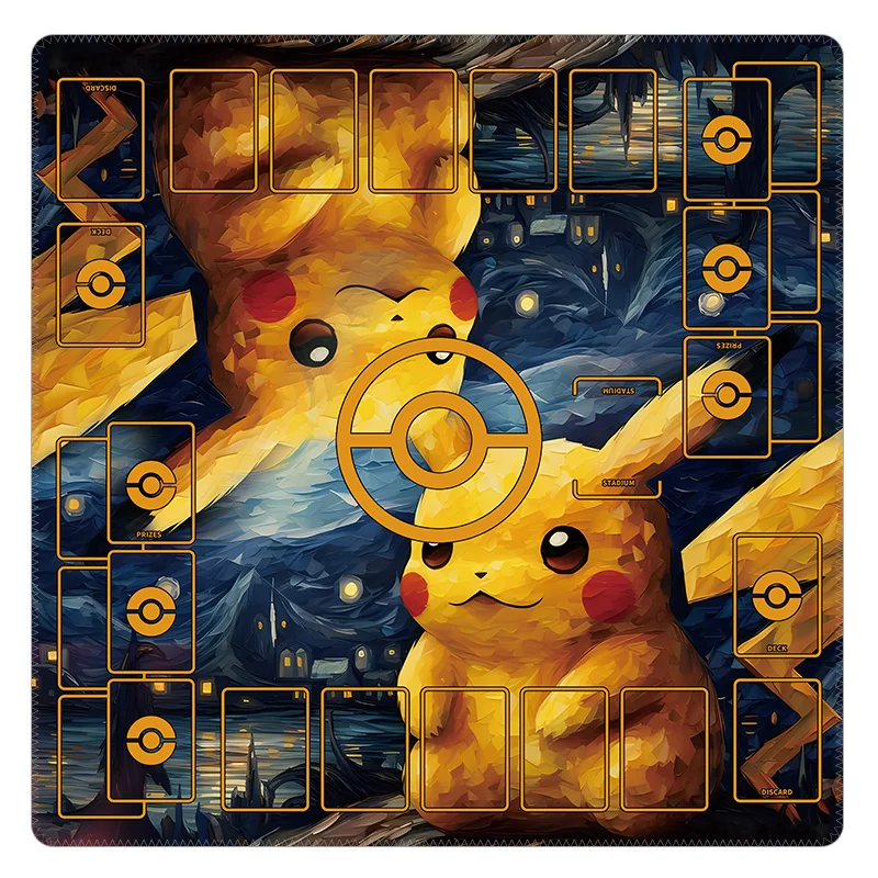 600X600X2Mm Pokemon Oil Painting Series Ptcg Battle Mat Board Game Card Table Mat Two Player Game Card Battle Mat Anime Gift Toy