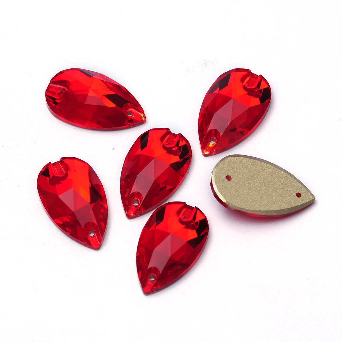 Hellrote K9-Glas-Diamantperlen DIY Näh-Kristallsteine Flache Strasssteine zum Aufnähen für Kleider, Kleidungsstücke, Taschen – Detail 6