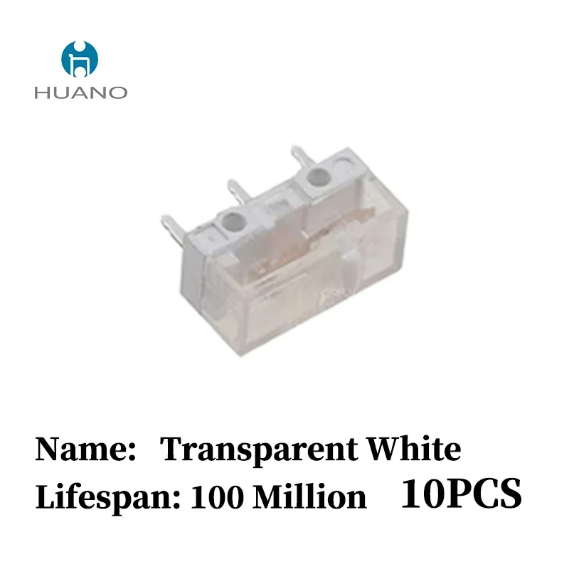 10Pcs HUANO Mouse Micro Switch Button Transparent blue Shell Pink Purple Yellow White Dot 120 Millions Lifetimes Computer Mouse