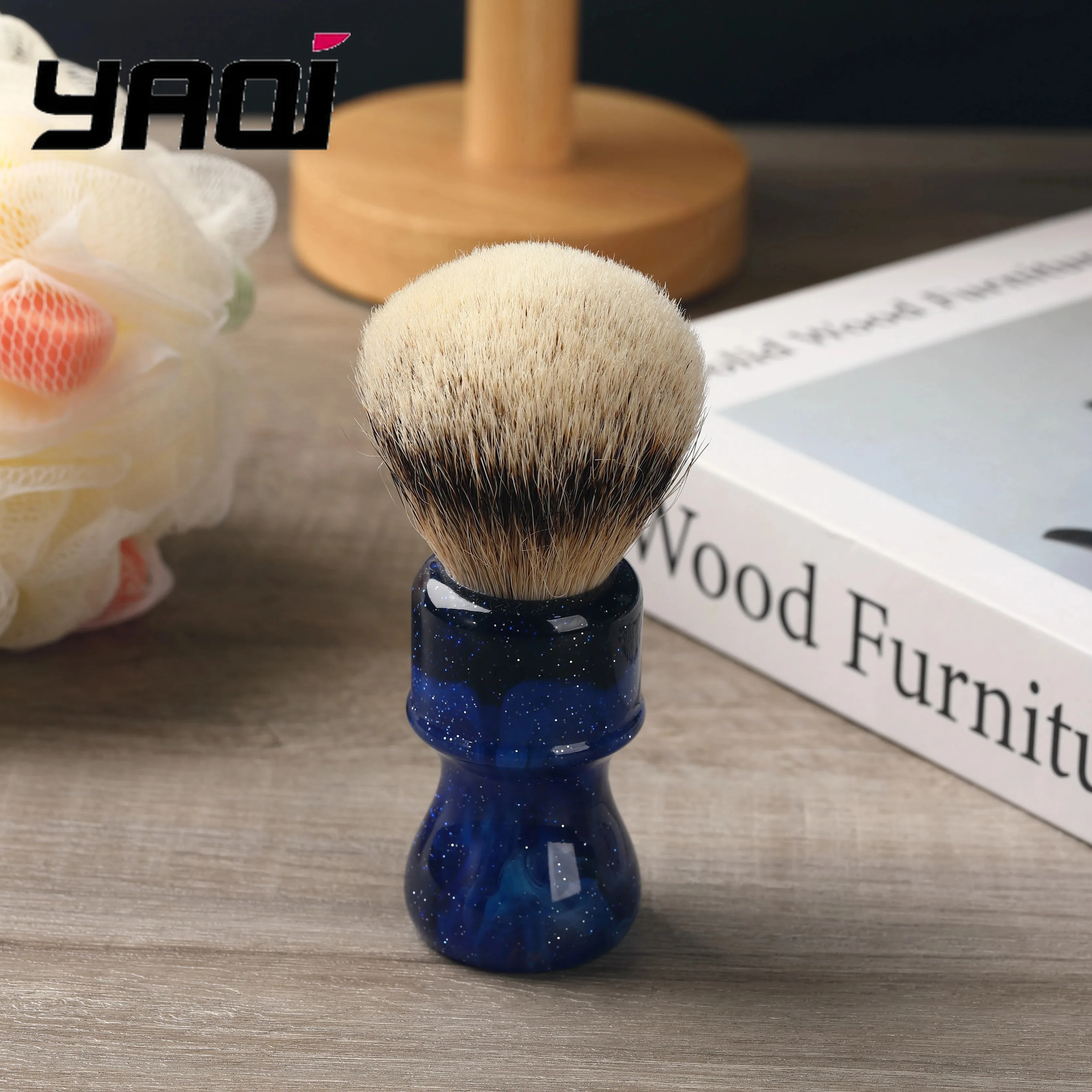 2026 Yaqi Men's Shaving Brush 24MM Mysterious Space Color Handle Silvertip Hair Knot Limited-Time Sale Grooming Tool
